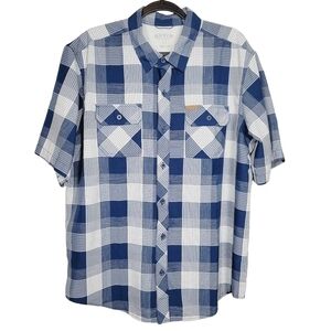 Orvis Men's Blue Plaid Checker Button Front Top